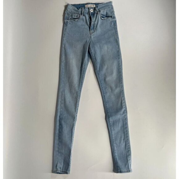 Bullhead Jeans Juniors 1 Skinniest Super High Rise Denim Light Blue Wash Stretch - Picture 1 of 12